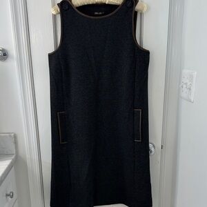 J. McLaughlin  NWOT Black Sleeveless jumper with faux leather trim
